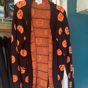 Pumpkin cardigan.
